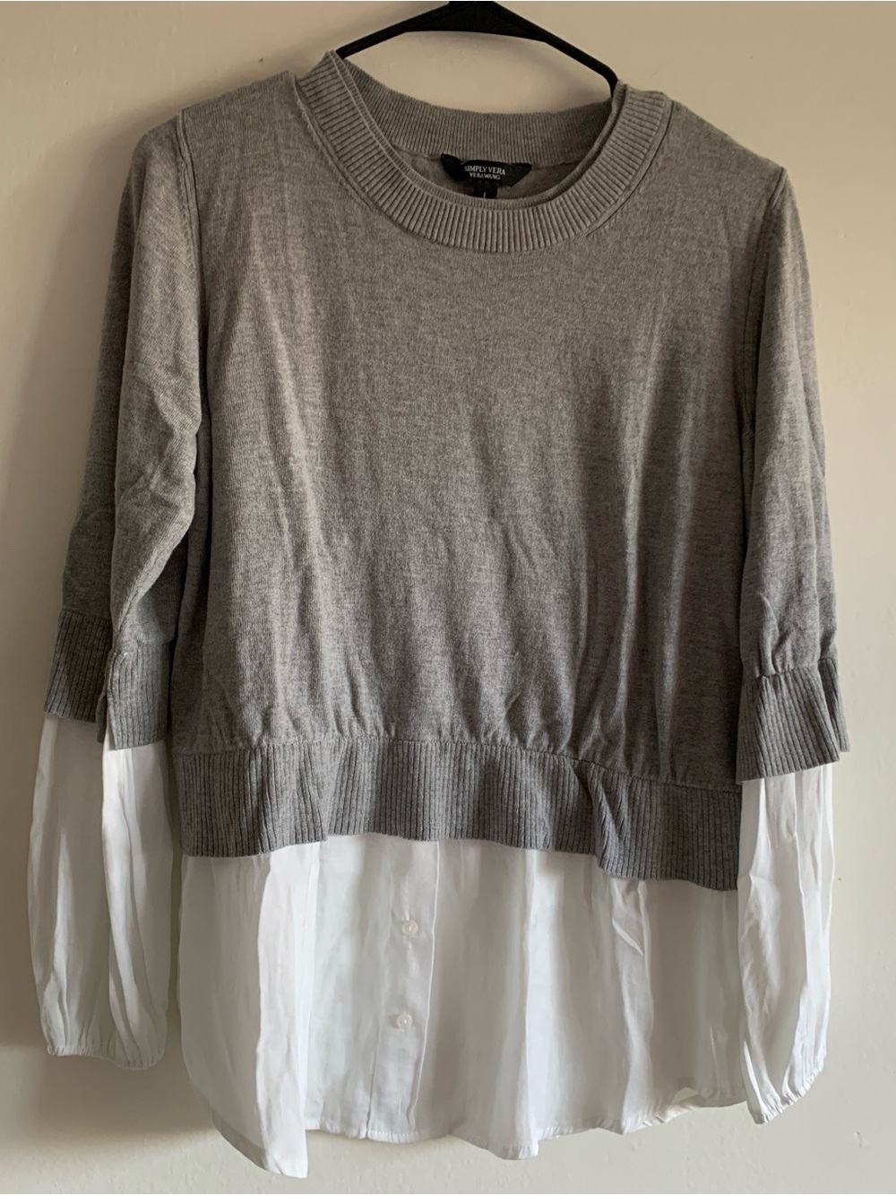 Simply Vera Vera Wang Gray Knit Crewneck Sweater